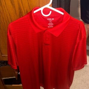 Haggar Cool 18 Red Striped Polo Shirt